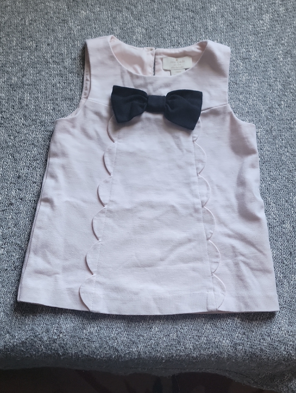 Authentic Kate Spade Light Pink Top with Black Bow Detail, Size 110/5Y